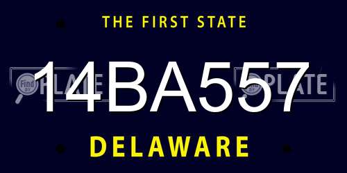 14BA557 Delaware License Plate