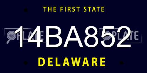 14BA852 Delaware License Plate