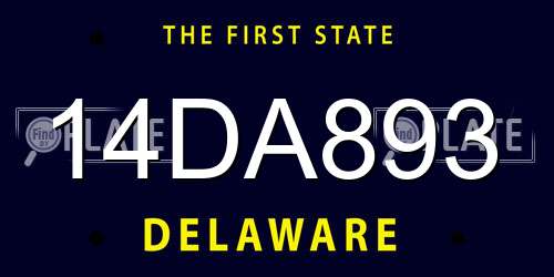 14DA893 Delaware License Plate
