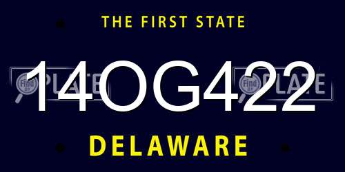 14OG422 Delaware License Plate