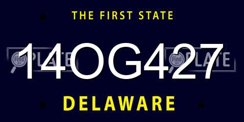 14OG427 Delaware License Plate