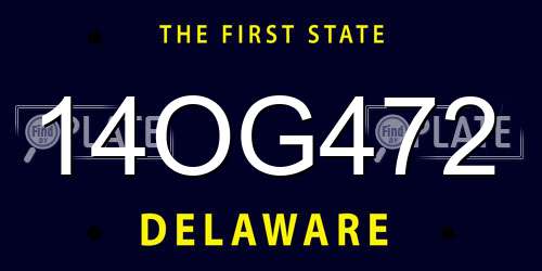 14OG472 Delaware License Plate