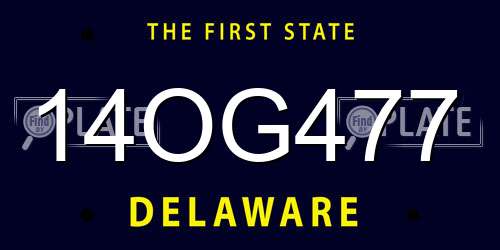 14OG477 Delaware License Plate
