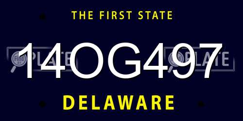 14OG497 Delaware License Plate