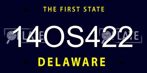14OS422 Delaware License Plate
