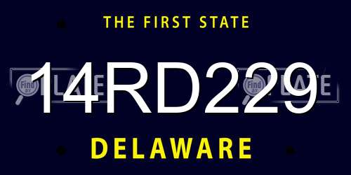 14RD229 Delaware License Plate