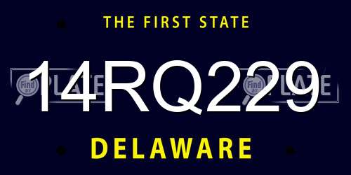 14RQ229 Delaware License Plate