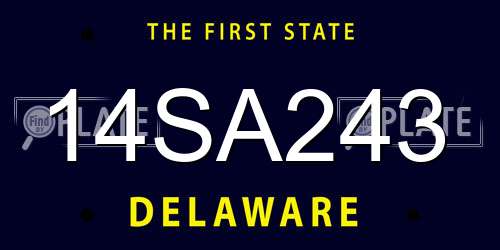 14SA243 Delaware License Plate