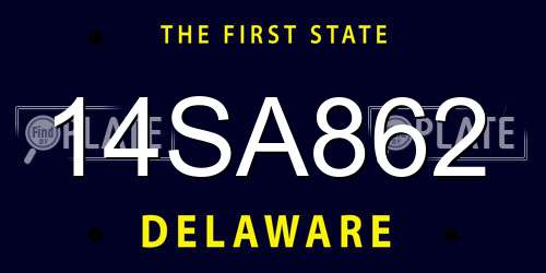 14SA862 Delaware License Plate