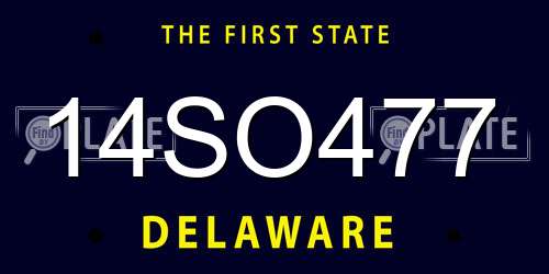 14SO477 Delaware License Plate