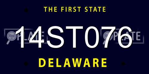 14ST076 Delaware License Plate