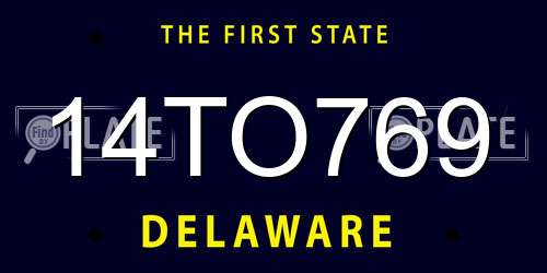 14TO769 Delaware License Plate
