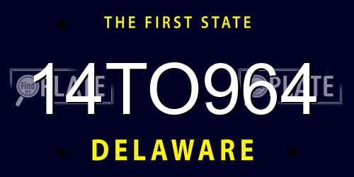 14TO964 Delaware License Plate