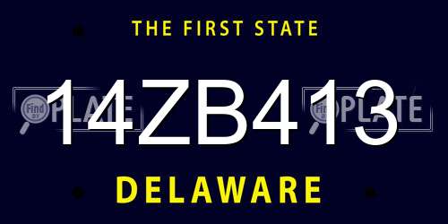 14ZB413 Delaware License Plate