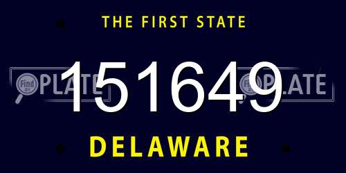 151649 Delaware License Plate
