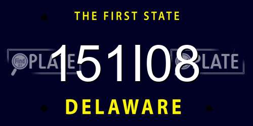 151I08 Delaware License Plate