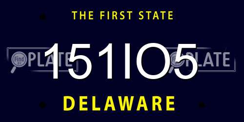 151IO5 Delaware License Plate