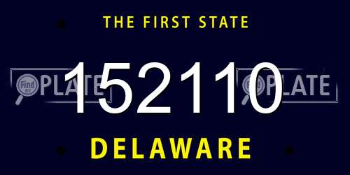 152110 Delaware License Plate