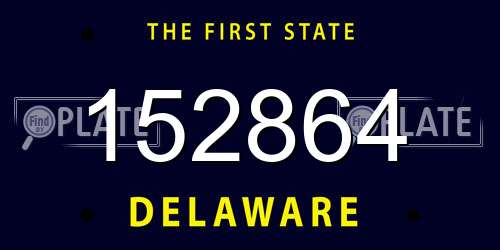 152864 Delaware License Plate