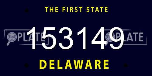 153149 Delaware License Plate