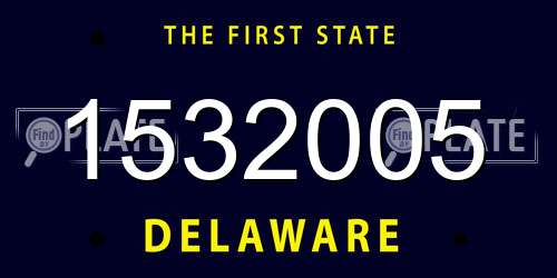 1532005 Delaware License Plate