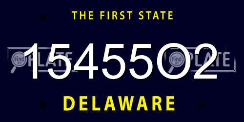 15455O2 Delaware License Plate