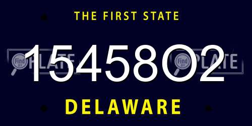 15458O2 Delaware License Plate
