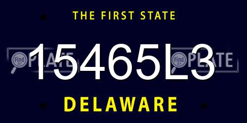 15465L3 Delaware License Plate