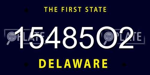 15485O2 Delaware License Plate