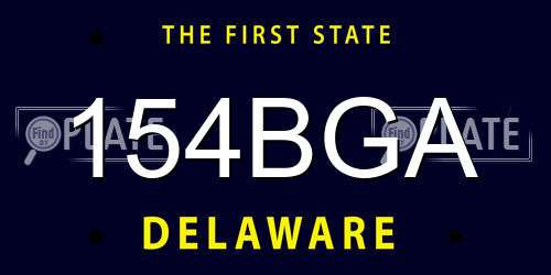 154BGA Delaware License Plate