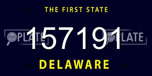 157191 Delaware License Plate