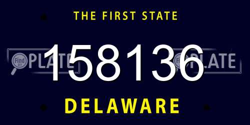 158136 Delaware License Plate