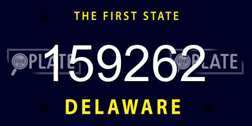 159262 Delaware License Plate