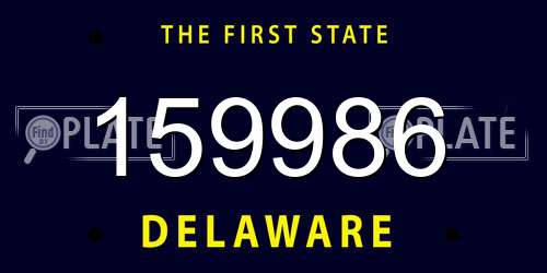 159986 Delaware License Plate