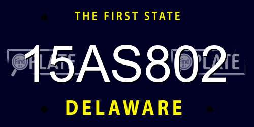 15AS802 Delaware License Plate