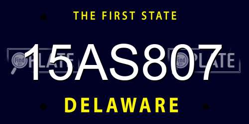 15AS807 Delaware License Plate
