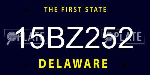 15BZ252 Delaware License Plate