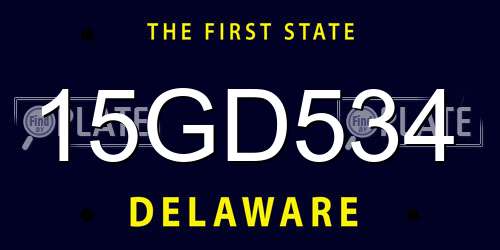15GD534 Delaware License Plate