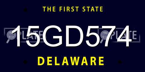 15GD574 Delaware License Plate