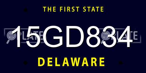 15GD834 Delaware License Plate
