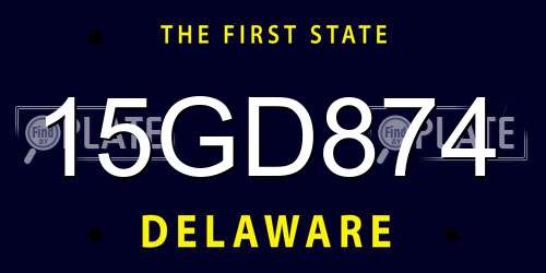15GD874 Delaware License Plate