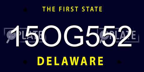 15OG552 Delaware License Plate