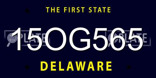 15OG565 Delaware License Plate