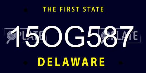 15OG587 Delaware License Plate