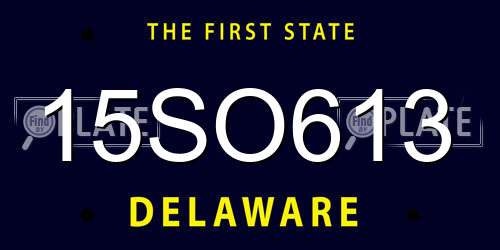 15SO613 Delaware License Plate