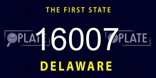 16007 Delaware License Plate