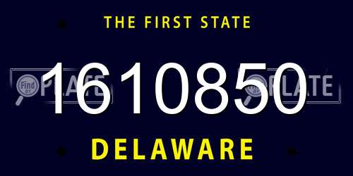 1610850 Delaware License Plate