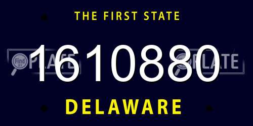 1610880 Delaware License Plate