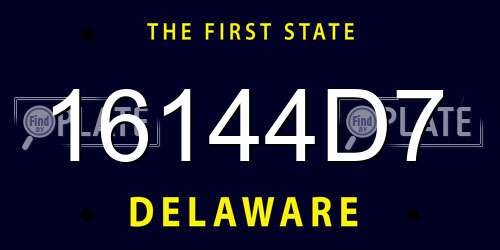 16144D7 Delaware License Plate