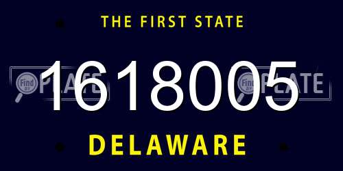 1618005 Delaware License Plate